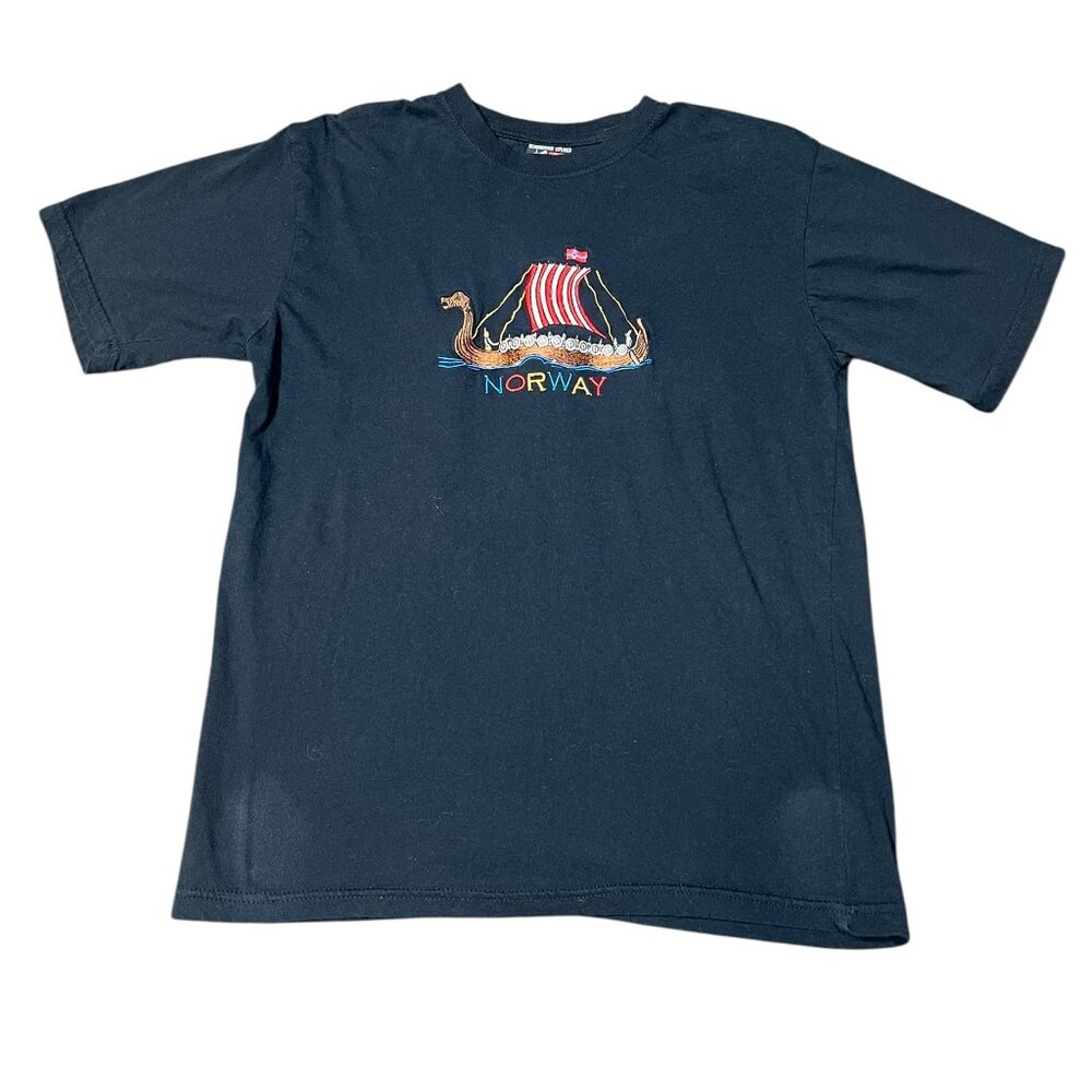 Vintage Norway Shirt Size M Scandinavian Explorer Cotton Short Sleeves Cotton